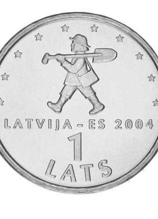 Латвія 1 лат 2004 unc вступ латвії в єс хлопчик (спридитис)