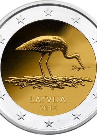 Латвія 2 євро 2015 «аист» unc (km#171)