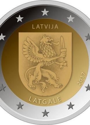 Латвія 2 євро 2017 «область латгалія. герб» unc