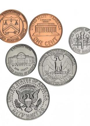 Сша набір із 6 монет 1986 unc p 1, 5, 10, 25, 50 міліграмів, м...