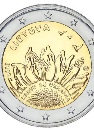 Литва 2 євро 2023 біметал unc разом з україною соняшник