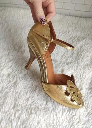 Кожаные босоножки, золотые босоножки