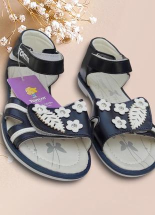 Босоножки сандалии для девочки с пяткой синие распродажа уценка4 фото