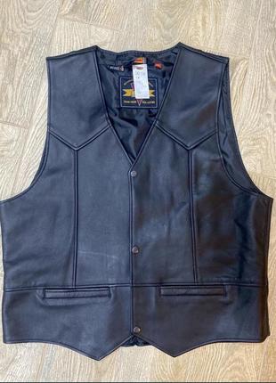 Мотожилетка жилет безрукавка байкерська жилетка шкіряна кожаная harley davidson