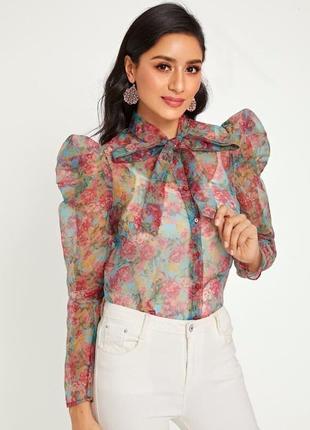 Прозора блуза zara floral organza