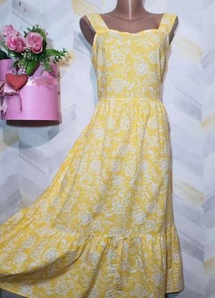 Платье миди коттоновое пышная юбка красивая спинка р 12