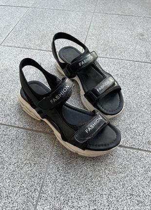 Босоножки сандалии девчачьи летние черные тапочки fashion1 фото