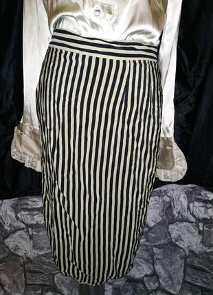 Распродажа!винтажная шелковая юбка карандаш в полоску raniero gattinoni