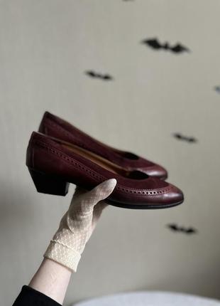 Винтажные туфли натуральная кожа замш бордовый ретро винтаж4 фото