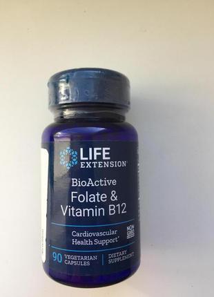 Фолат и витамин b12 methylcobalamin "life extension" 90 капсул b-комплекс2 фото