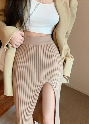 Юбка спідниця трикотаж разрез миди