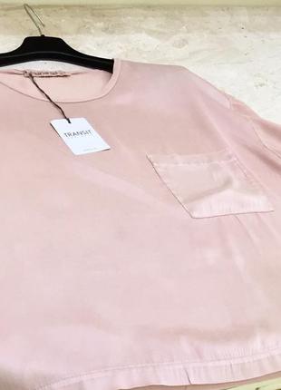 Нова.футболка нюдова з стрейч шовку брендова silk made in italy nude brush blouse оригінал size 2 s1 фото