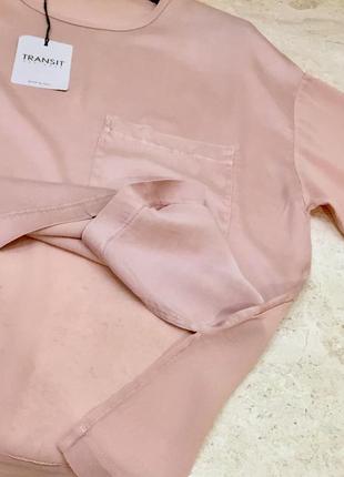 Нова.футболка нюдова з стрейч шовку брендова silk made in italy nude brush blouse оригінал size 2 s5 фото