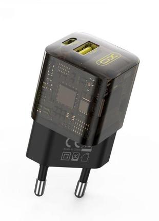 Мережевий зарядний пристрій xo ce05 pd30w+qc3.0 колір коричневий
