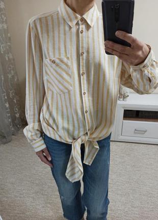 Красивая стильная блуза в полоску с содержанием льна3 фото