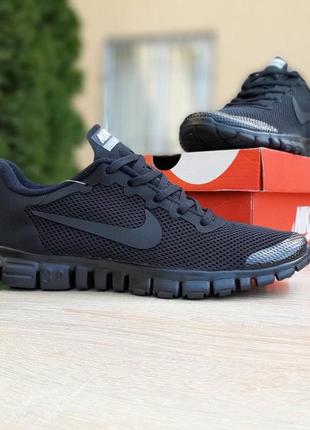 Nike free run 3.0 чорні зі шнурками