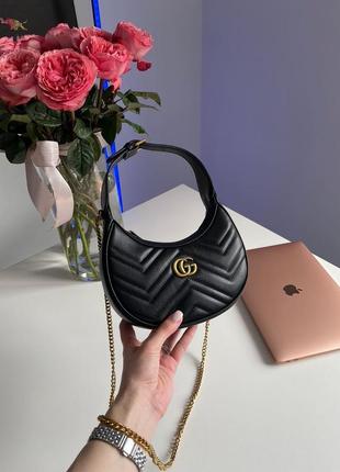 Gucci half moon marmont leather shoulder bag4 фото