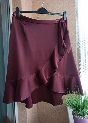 Красивейшая нарядная сатиновая юбка миди на запах2 фото