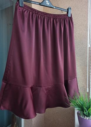 Красивейшая нарядная сатиновая юбка миди на запах3 фото