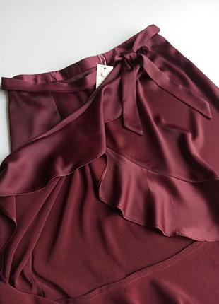 Красивейшая нарядная сатиновая юбка миди на запах5 фото