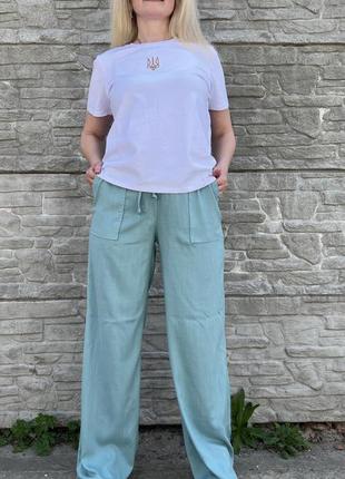 Брюки женские лен штапель размеры 44-56 удобные легкие брюки4 фото