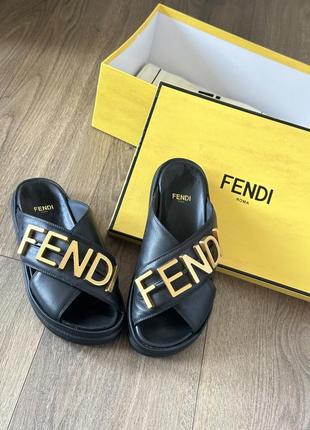 Шльопанці в стилі fendi (натуральна шкіра) - шльопки, сандалі