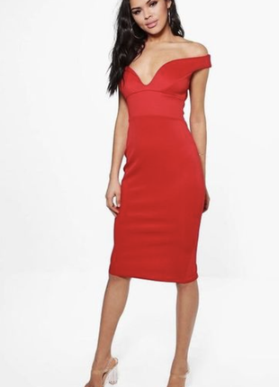 Привлекательное красное платье boohoo #3406