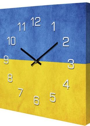 Настінний годинник на полотні прапор україни 35х35 см