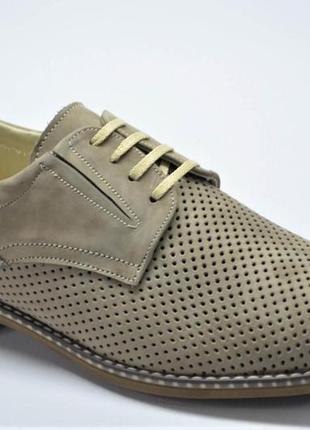 Чоловічі літні комфортні туфлі нубукові кольору лате alin's 371