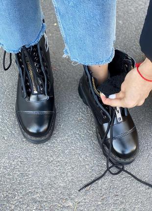 Женские ботинки на платформе зимние с мехом dr martens jadon6 фото