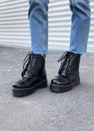 Dr martens jadon black fur, зимові ботинки доктор мартінс