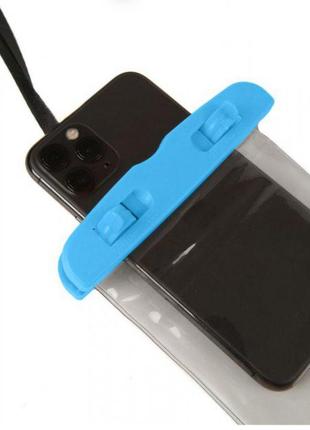 Водонепроницаемый чехол пакет для телефона для фото и видео под водой голубой