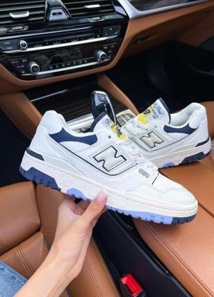 Кросівки жіночі / чоловічі білі / сині з шкіри new balance 550 rich paul