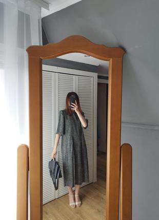 Вінтажна чорна сукня міді у горошок1 фото