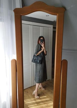 Вінтажна чорна сукня міді у горошок6 фото