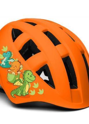 Шолом велосипедний дитячий onride bud помаранчевий з динозаврами