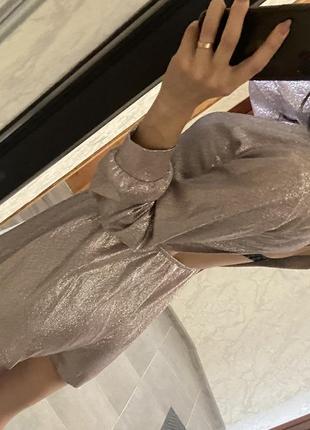 Ошатний комбінезон ромпер-плаття шорти з мерехтінням пудрового...1 фото
