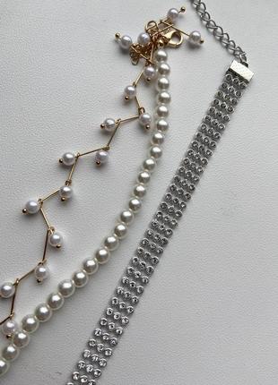 Колье ожерелье с бусами украшения свадебные3 фото