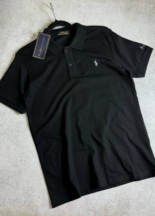 Мужское черное поло polo ralph lauren