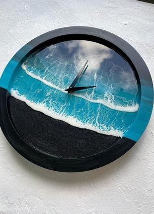 Морские часы из эпоксидной смолы в раме7 фото