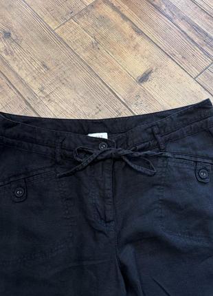 Чорні прямі штани з льону лляні6 фото