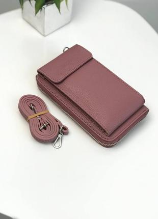Жіноча сумка гаманець месенджер для телефону з натуральної шкіри італійського бренду borse in pelle.6 фото