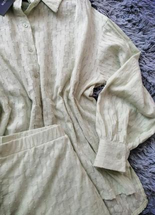 Легкий ніжний костюмчик з натуральної бавовняної тканини прошива шорти з кишенями блуза сорочка пишн7 фото