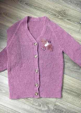 Вязаный кардиган шерсть+ мохер 2