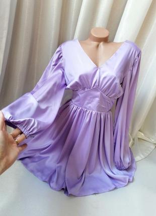 Дуже красива пишна шовкова сукня з пишними рукавами та подвійною спідницею3 фото