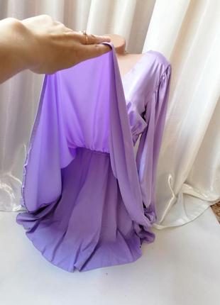 Дуже красива пишна шовкова сукня з пишними рукавами та подвійною спідницею7 фото