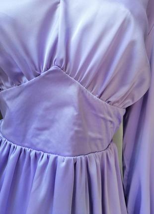 Дуже красива пишна шовкова сукня з пишними рукавами та подвійною спідницею4 фото
