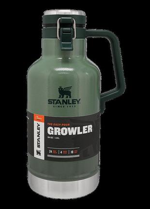 Термос для пива stanley easy-pour growler hammertone green 1.9 л