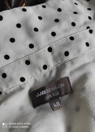 Сорочка блузка горошок чорний білий шовк 🔥 💯 jjb benson,38-40,m3 фото