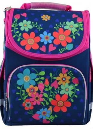 Рюкзак шкільний каркасний smart pg-11 blue flowers, 34*26*14 (...3 фото